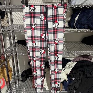 Disney Mickey Mouse Plaid Pajama Pants - Black, White, Red Christmas